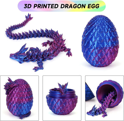 3D Printed Dragon Egg,Dragon Eggs with Dragon Inside,Crystal Dragon Fidget Toys,Full Articulated