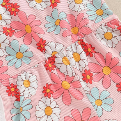 WZTYYDS Toddler Baby Girl Summer Clothes Floral Romper Tie-Up Strap Halter Jumpsuit Infant Summer Sling Playsuit 6M-3T