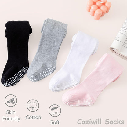 Baby Tights Non Slip Toddler Stockings Tights with Grippers Seamless Soft Cotton Knit Leggings Newborn