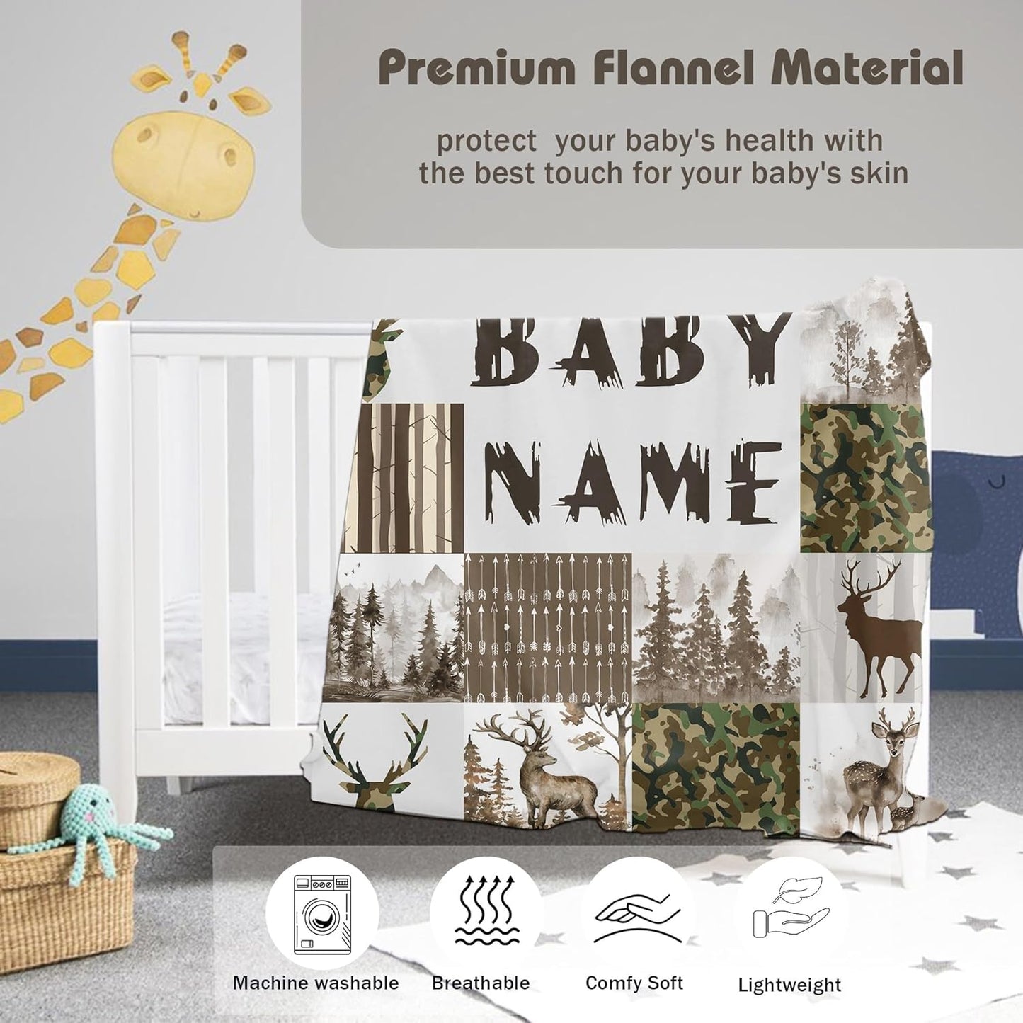 Custom Baby Shower Blanket with Name Personalized Baby Boy Gifts for Birthday Christmas Customized Name Blanket for Newborn New Baby