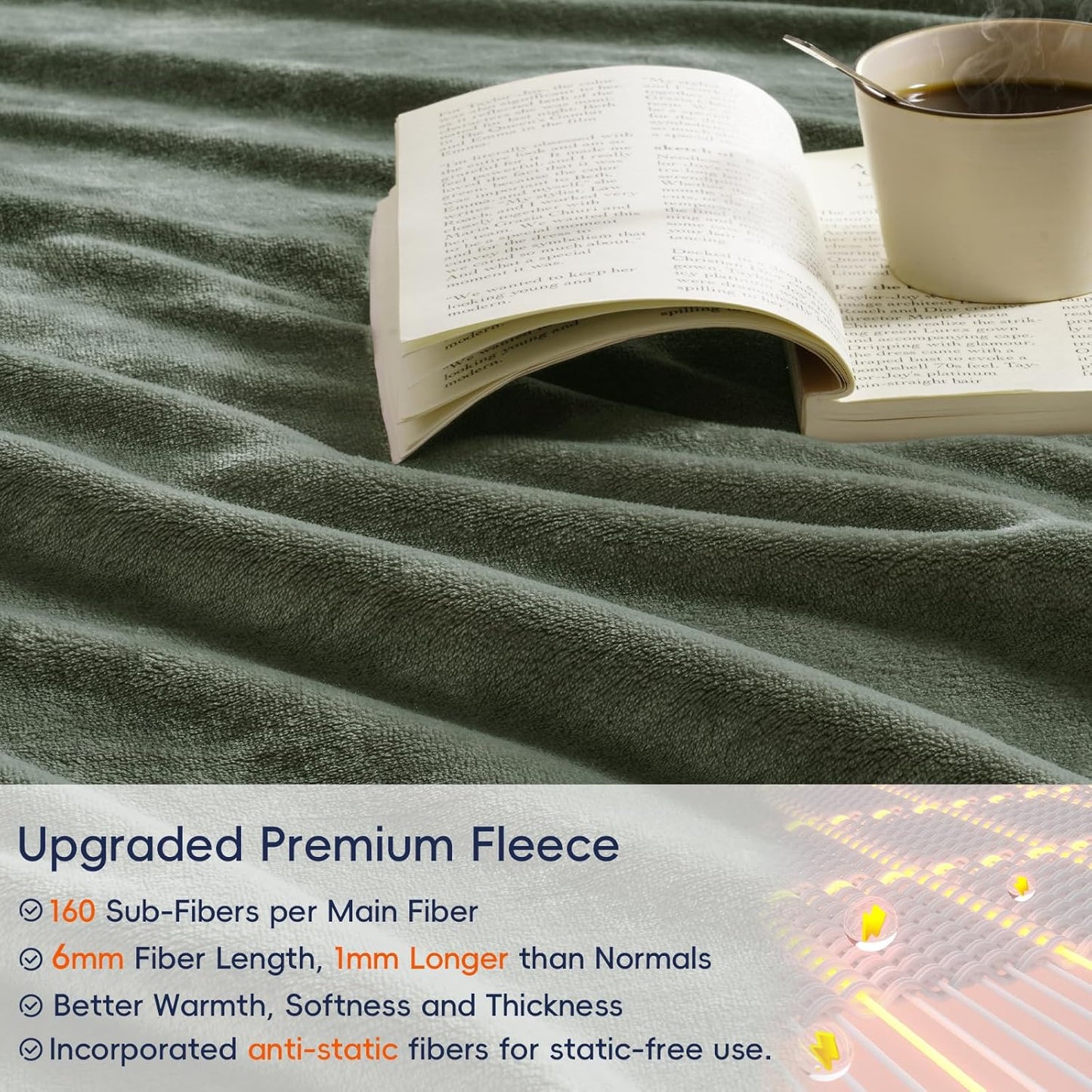 PHF Ultra Soft Fleece Blanket Twin Size, No Shed No Pilling Luxury Plush Cozy 300GSM Lightweight