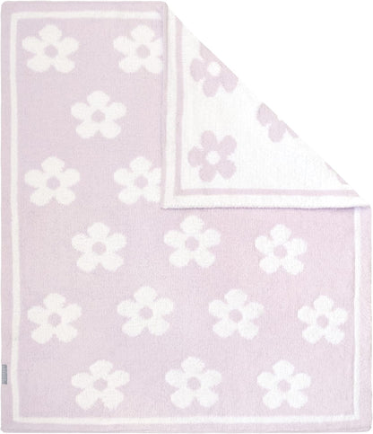 Living Textiles Chenille Baby Blanket - Purple Flower Ultra Soft, Thick, and Versatile | Warm