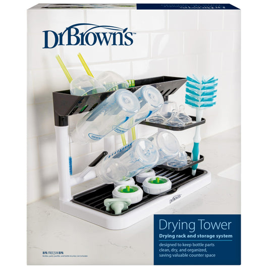 Dr. Brown's Drying Tower, Stand-Up Drying Rack, Countertop Baby Bottle Drying with Organized