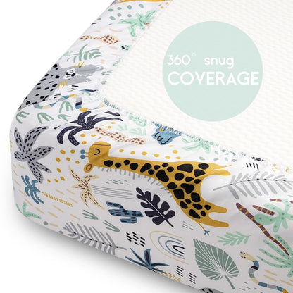 Yoofoss Pack and Play Sheets Fitted, Mini Crib Sheets 2-Pack for Pack N Play Mattress, Stretchy