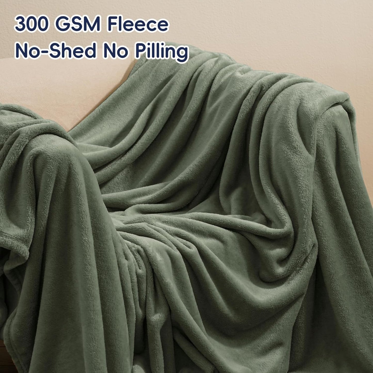 PHF Ultra Soft Fleece Blanket Twin Size, No Shed No Pilling Luxury Plush Cozy 300GSM Lightweight