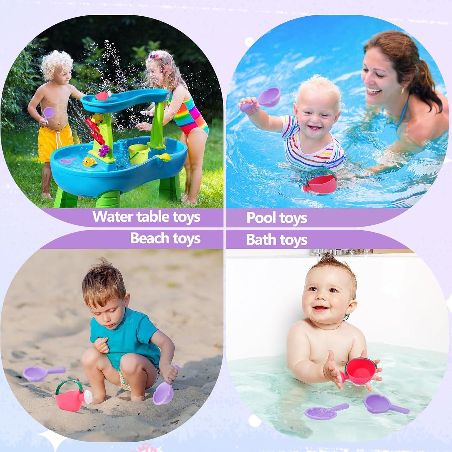 Small Soft Bath Toys for Toddlers 1-3 - Super Easy to Clean Water Table Toys Baby Tub Swimming Pool