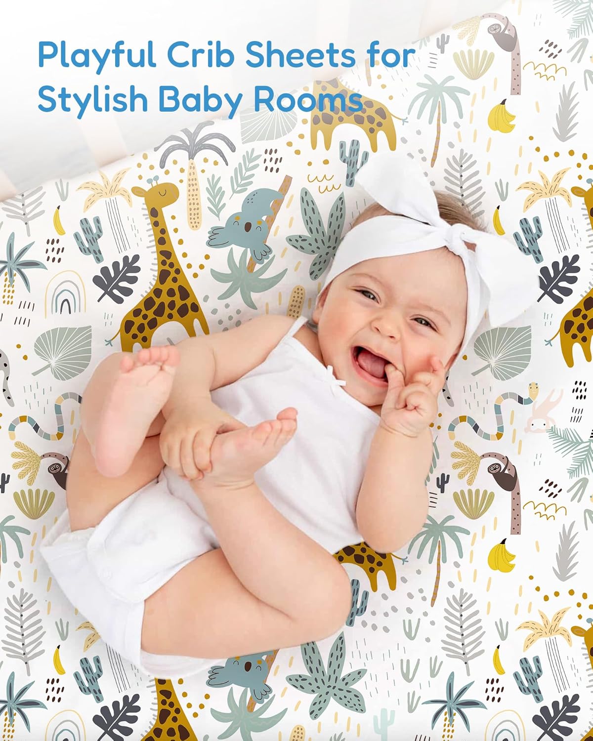 Baby Crib Sheets for Standard Crib Mattress - Green+Giraff, Soft Jersey Knit, Safe and Snug, for