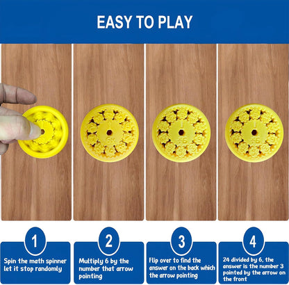 Math Fidget Spinners - 3D Printed, Educational Math Fact Fidget Spinner Toy - Learn Multiplication and Division - Perfect for Kids, Stimmers & Fidgeters (9pcs)