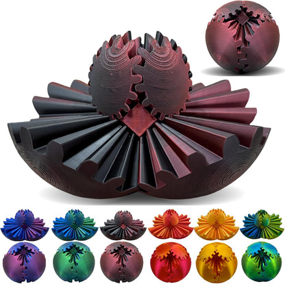 Gear Ball 3D Printed, The Steampunk Whirling Wonder Fidget Ball Toy, Gear Ball 3D Model Cube Fidget Toy, Funny Stress & Anxiety Relaxing Fidget Toy for Adults & Kids (Glow in The Dark Green)