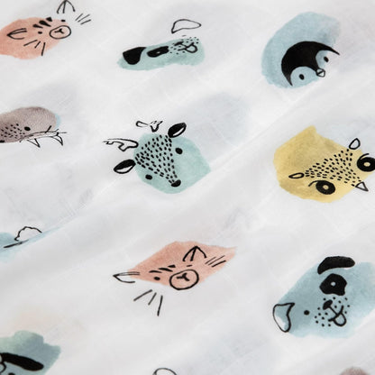 Little Unicorn Standard Pillowcase 2 Pack | Super Soft & Breathable Muslin Fabric | Snug Envelope Closure (Watercolor Critters)