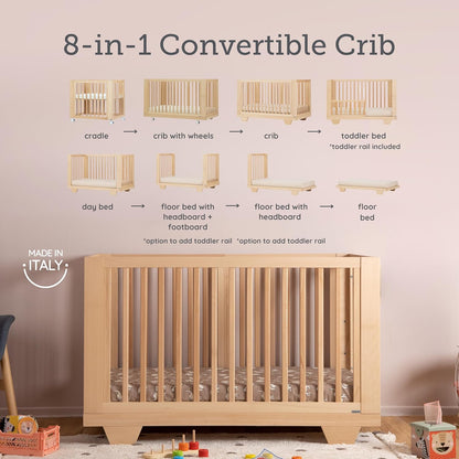 dadada Spirit 8 in 1 Convertible Crib to Toddler Bed & Floor Bed, Made in Italy, Greenguard Gold