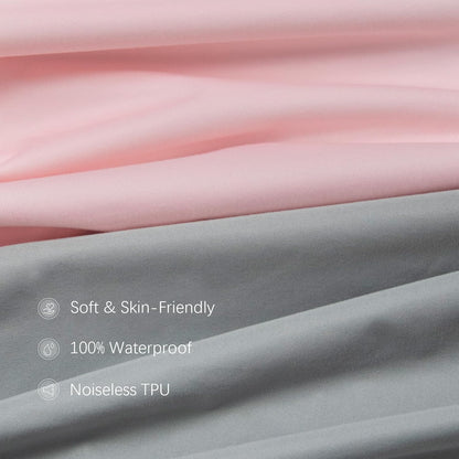 Biloban Pack and Play Sheets Waterproof 2 Pack Fitted, Compatible with Baby Graco Pack n Play/Playard and Other 38" X 26" Playpen Mattress, Grey & Pink
