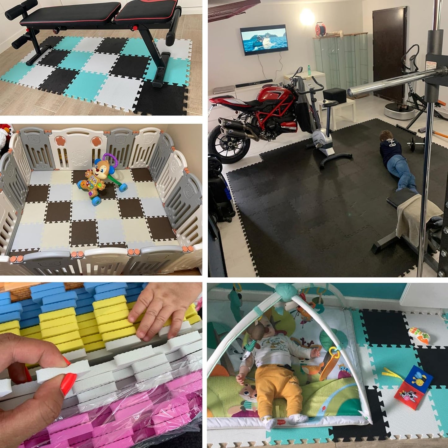 MQIAOHAM® 25 Pieces Puzzle Play Mats, Soft Baby Play Mat, Kids Interlocking Foam Floor Tiles, Toddlers Carpet Playmats G301025-103110111