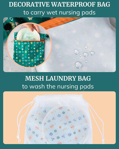 Nursing Pads - Breast Pads for Leaking Milk - Reusable & Washable Breastfeeding Pads - Stay Dry