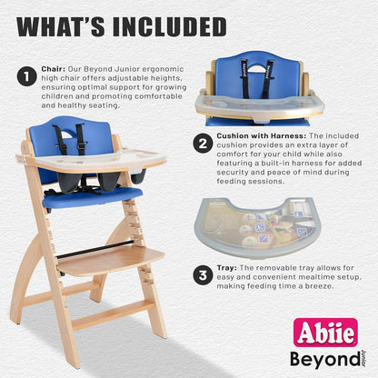 Abiie Beyond Junior Wooden High Chair with Tray - Adjustable and Convertible High Chair for Babies