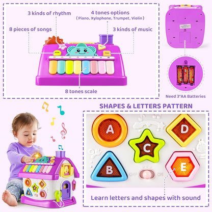 Marstone Montessori Toddler Toys for 1 Year Old Girl Gifts: 8 in 1 Multi-Functional Learning Baby Musical House for 1 2 3 Yr Old Girl and Boy Birthday Gifts, Educational Baby Toys 6-12, 12-18 Months