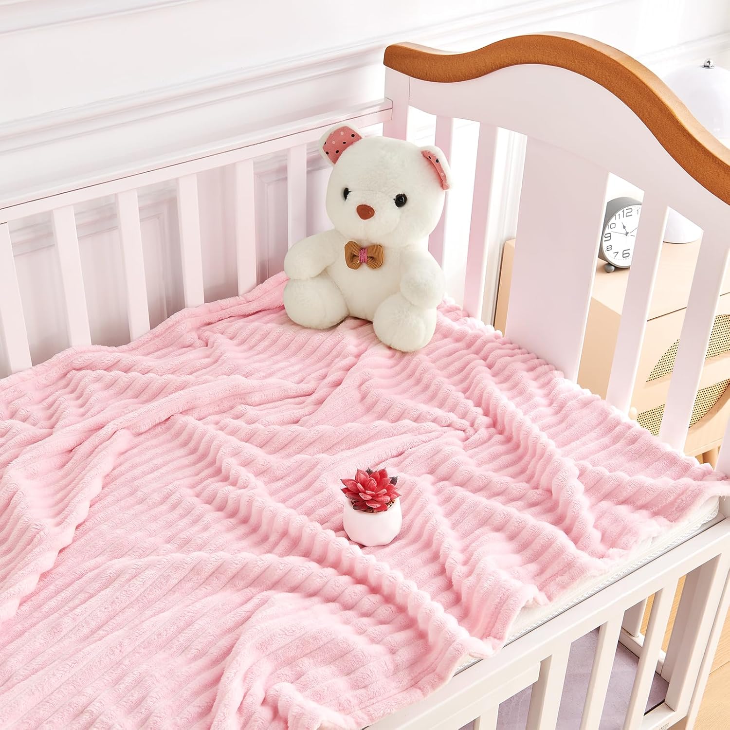 Soft Fleece Baby Blanket Ultra Cozy Pink Baby Blankets for Girls Warm and Lightweight Infant
