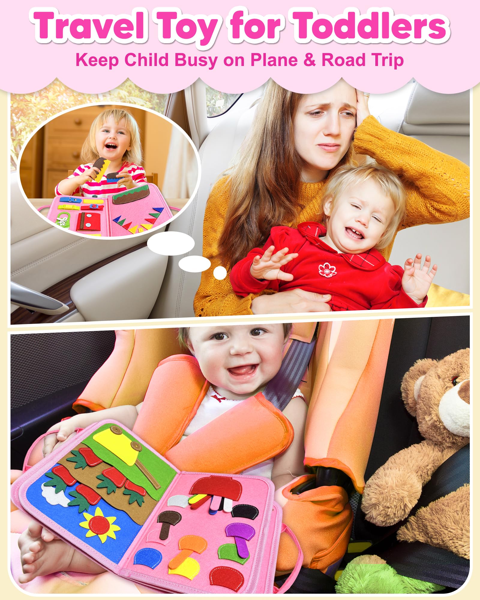 Exorany Busy Board Montessori Toys for Toddler Girl Birthday Gift Busy Book