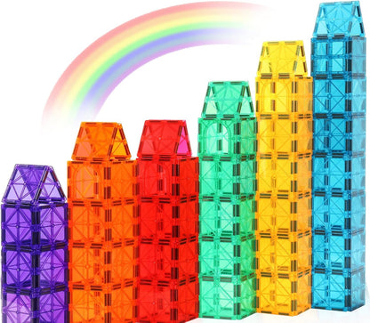 Gemmicc Magnetic Tiles, Magnet Toys Building Blocks for Kids, STEM Approved Educational Toys,Magnet Puzzles Stacking Blocks for Boys Girls,72 PCS Advanced Set