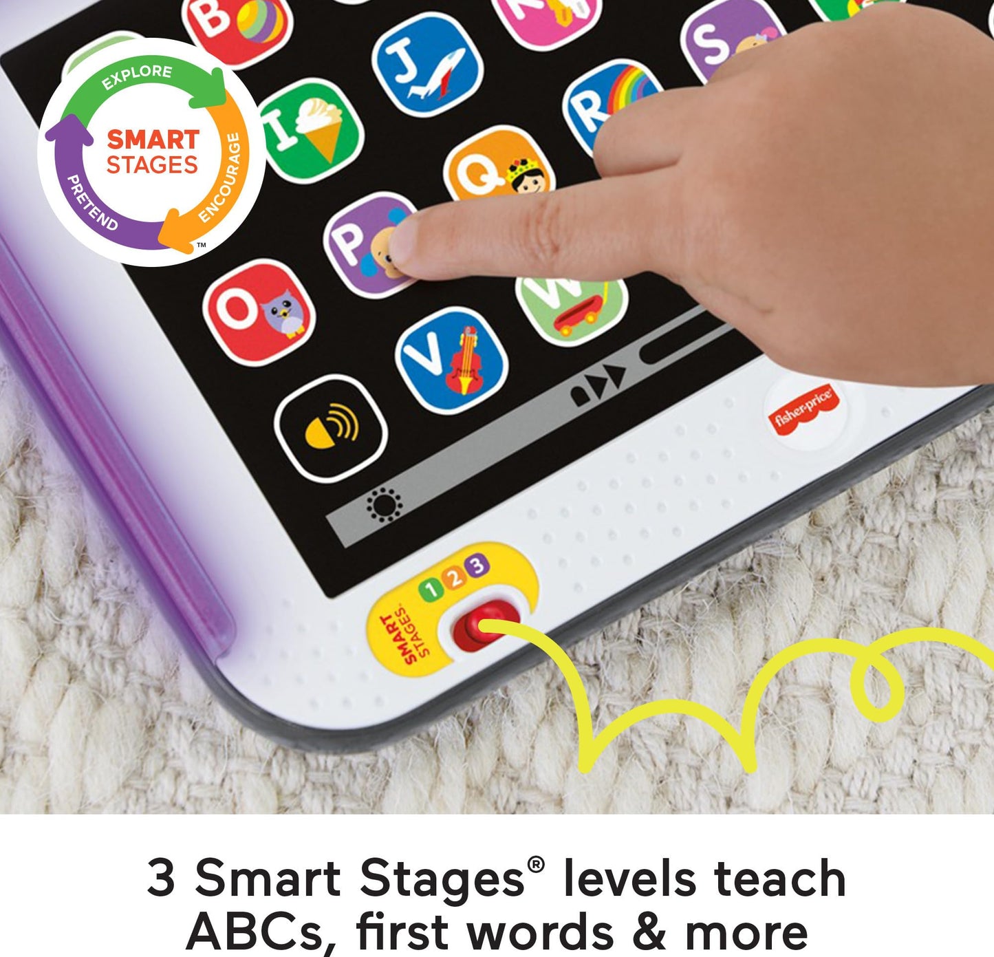 Fisher-Price Toddler Learning Toy Laugh & Learn Smart Stages Tablet Pretend Computer with Music &