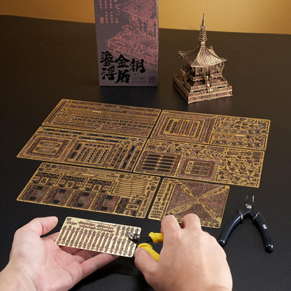 Piececool 3D Metal Puzzles for Adults, Buddha Indian Buddist Architecture Model Building Kits, Challenging 3D Metal Puzzles DIY Arts and Crafts Interesting Gifts for Dad Mother