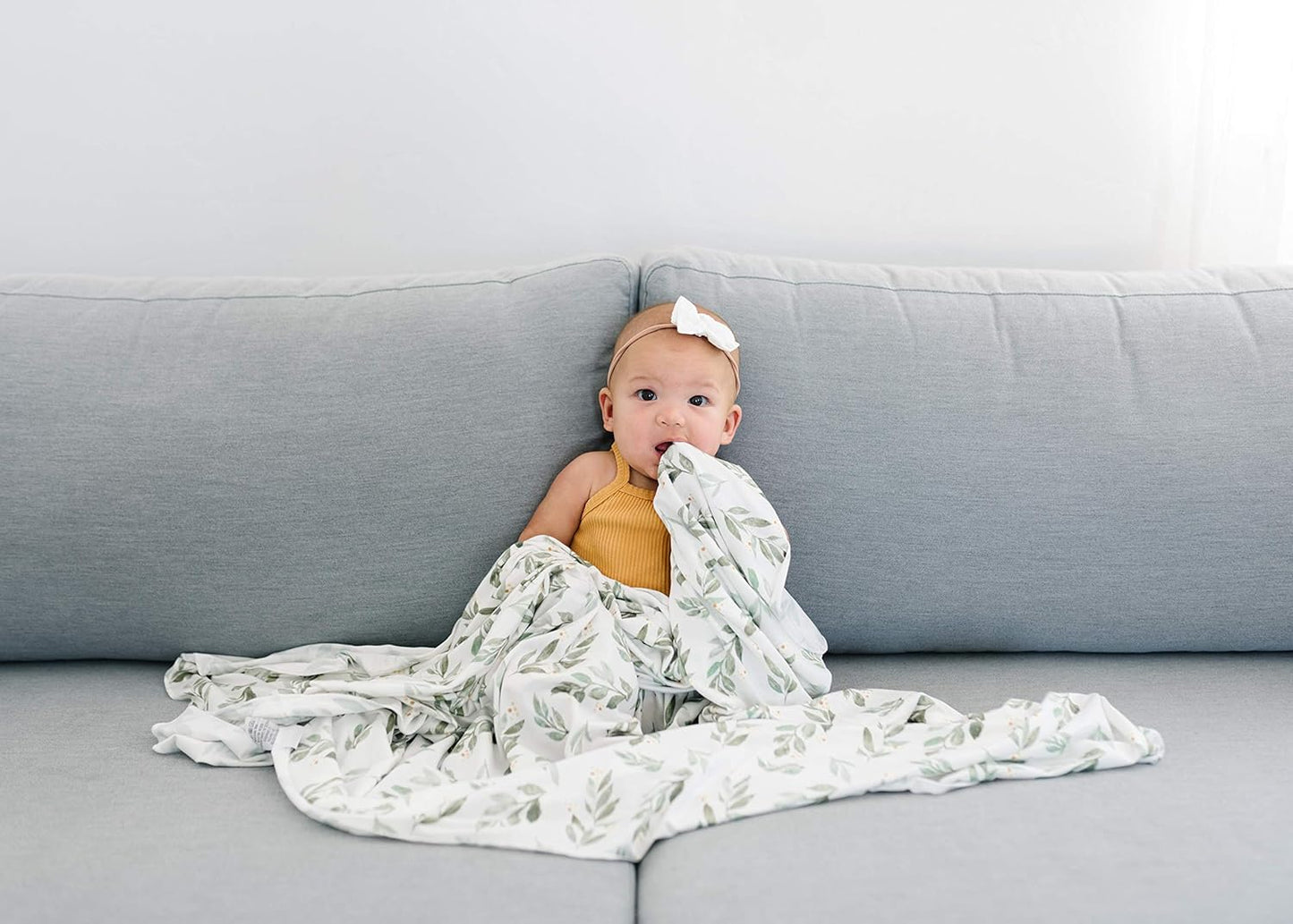Copper Pearl Large Premium Knit Baby Swaddle Receiving Blanket Fern