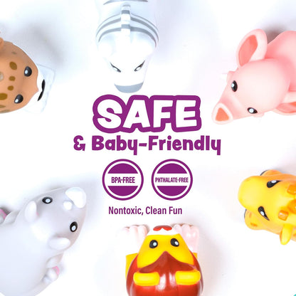 Tub Works® Savanna™ Mold Free Bath Toys, 6 Pack | Sealed, No Hole Bath Toys Design Keeps Moisture