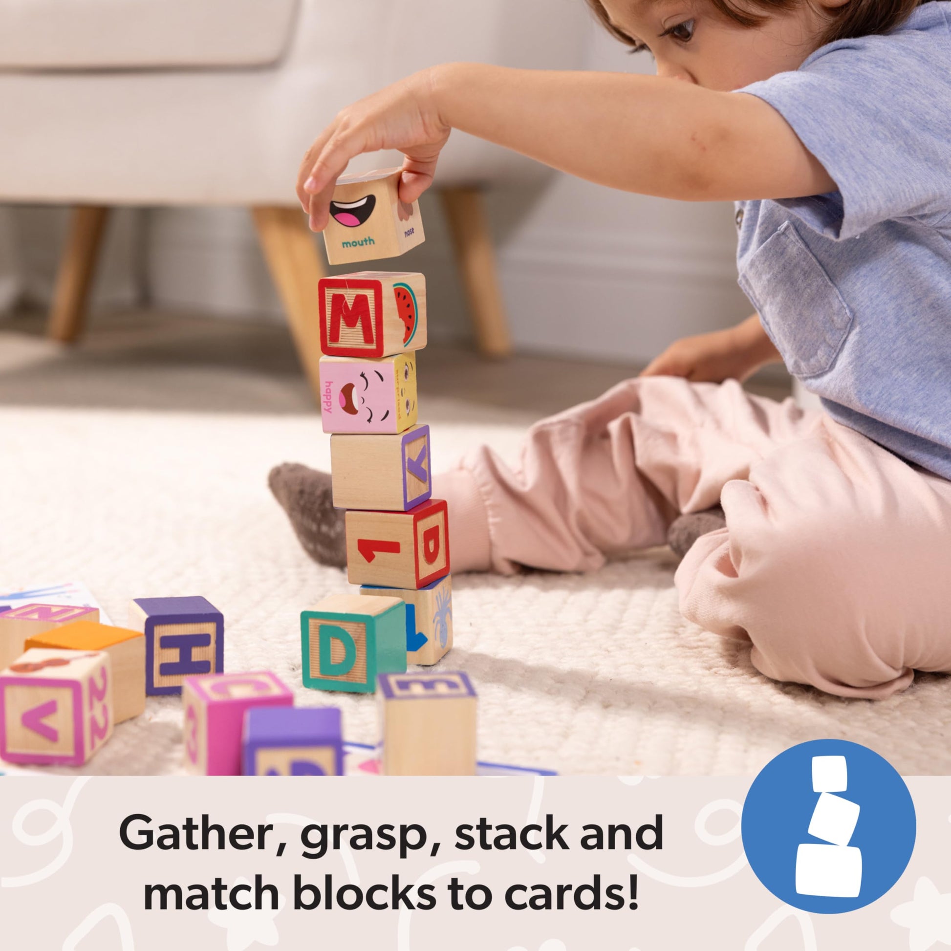 Melissa & Doug Ms. Rachel Letter, Number, and Game Wooden Learning Blocks with Activity Cards for