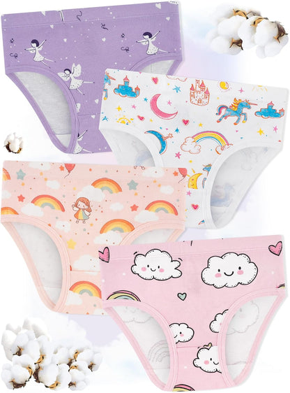 Girls' Underwear,Soft Cotton Tagless Panties for Toddlers' & Little Kids Comfort,Breathable Briefs,8-Pack
