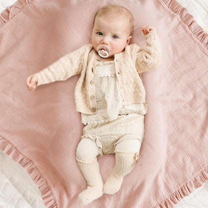 Konssy Flounce Muslin Baby Blankets, Cotton Crib Blanket for Baby Infant Toddler, Super Soft and