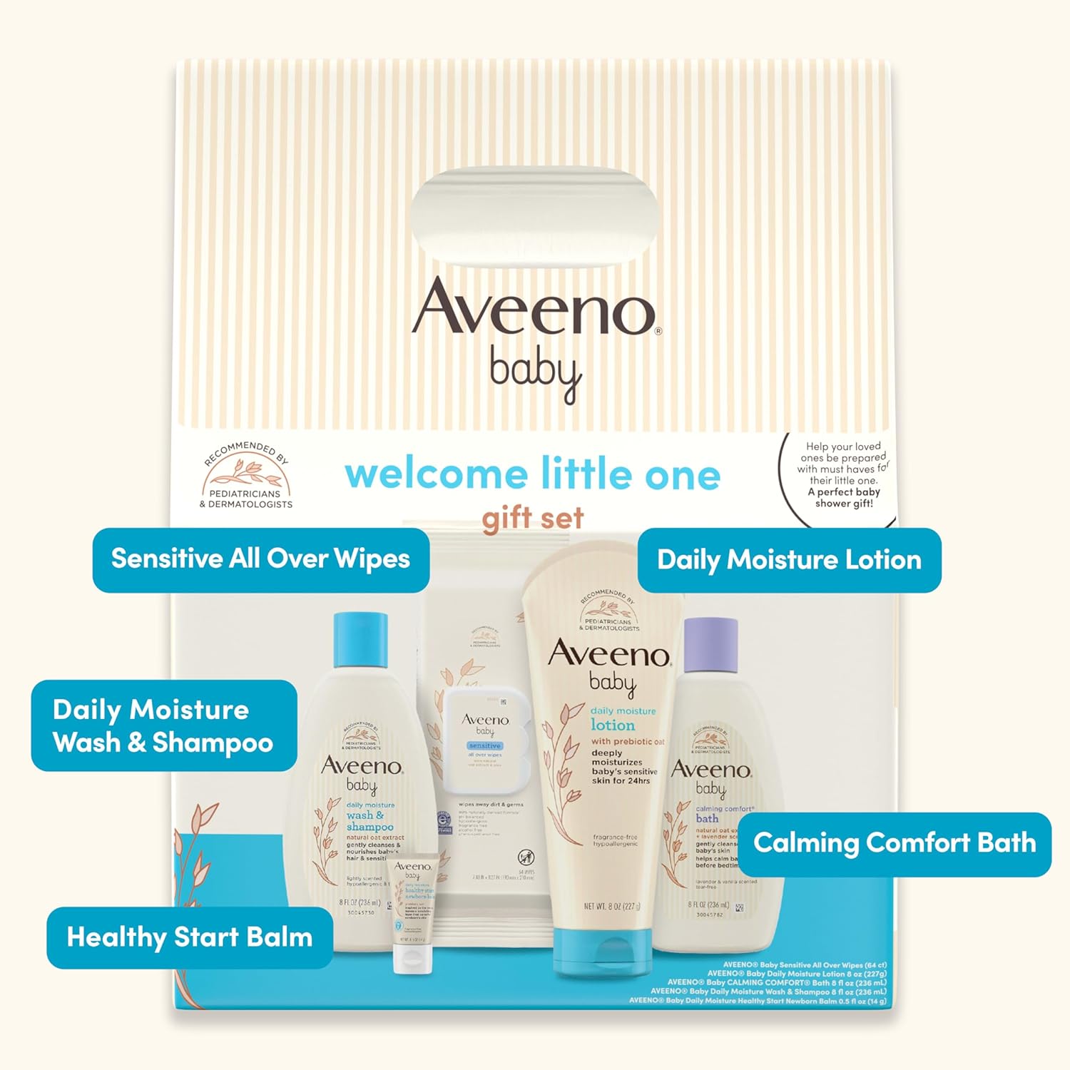 Aveeno Baby Welcome Little One Gift Set, Baby Skincare Set with Nourishing Baby Body Wash &