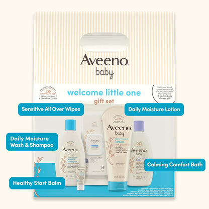 Aveeno Baby Welcome Little One Gift Set, Baby Skincare Set with Nourishing Baby Body Wash &