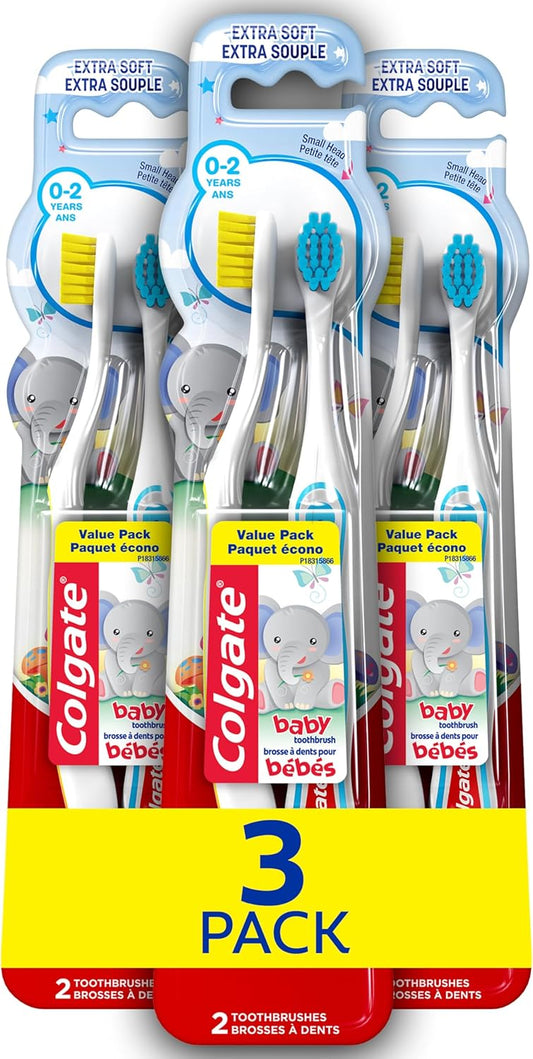 Colgate My First Baby and Toddler Toothbrush, Extra Soft Infant Training Toothbrush, Ages 0-2, 6