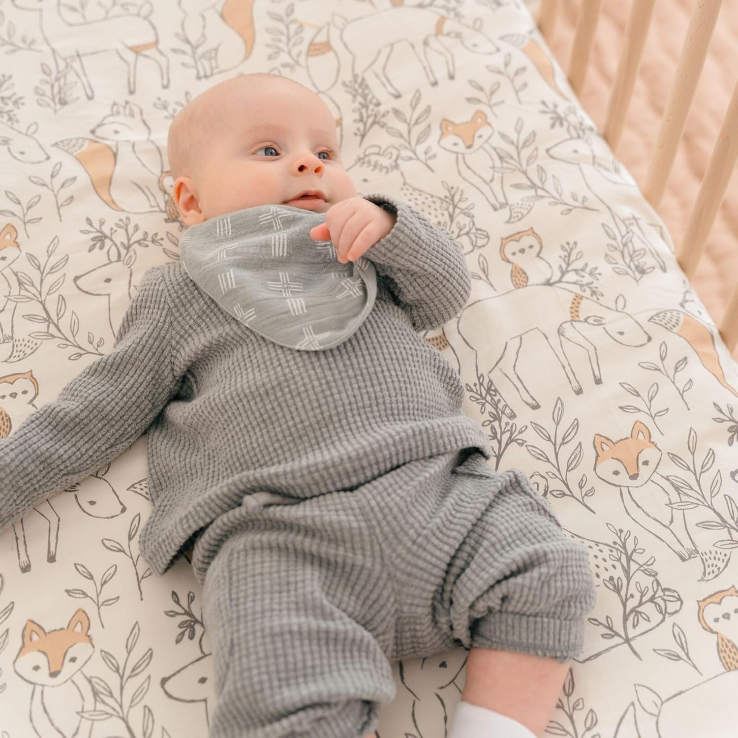 Crane Baby 100% Cotton Sateen Fitted Baby Sheets, Breathable, Fits 28X52 Standard Mattress, Gender