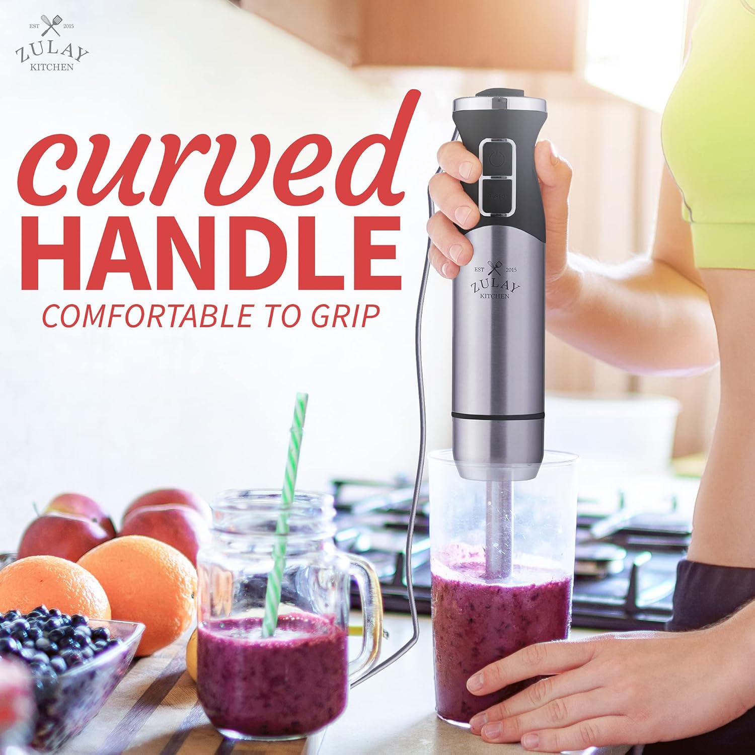 Zulay Immersion Blender Handheld - Durable Stick Blender With Ultra-Sharp Stainless Steel Blades