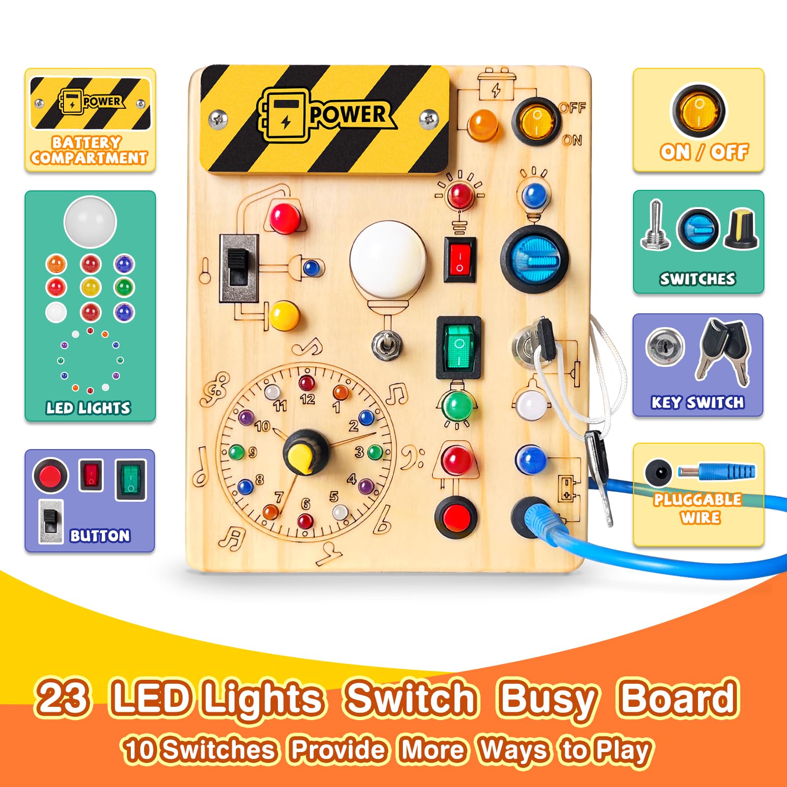 Grarain Busy Board for Toddlers - Montessori Educational Toy for 1-3 Year Old Boys & Girls |