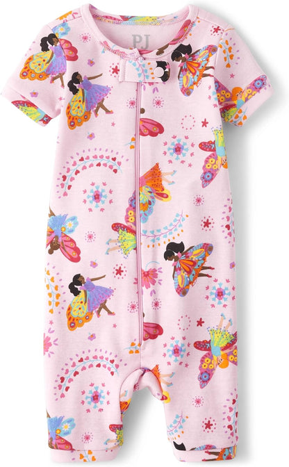 The Children's Place Baby Girl's and Toddler 100% Cotton Long Sleeve Zip Front One Piece Footed Pajamas,Sleep & Play