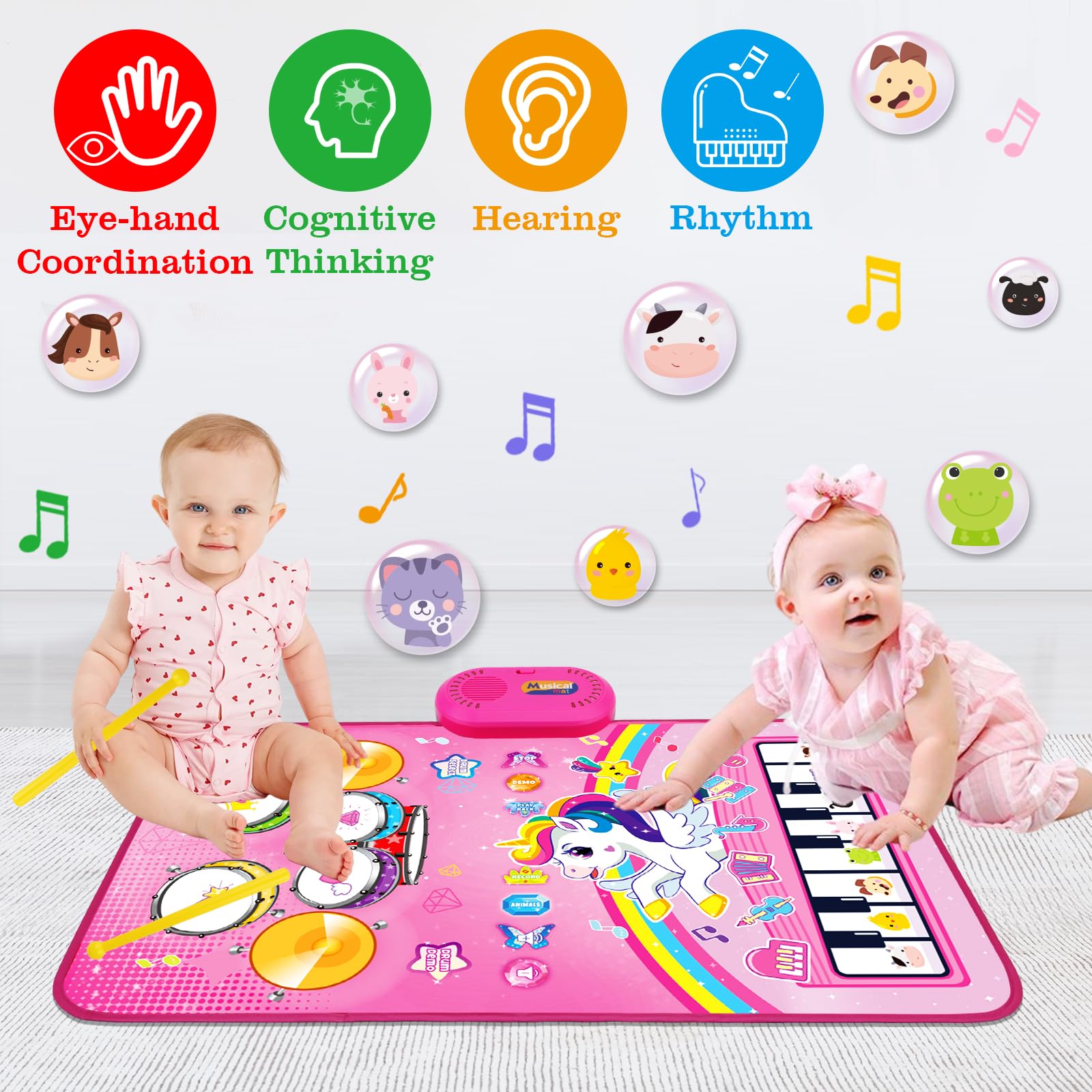 Toys for 1 Year Old Girl Gifts: 3 in 1 Baby Music Mat Toddler Toys Age 1-2
