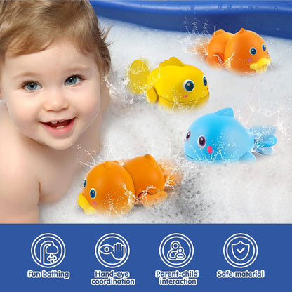 Dwi Dowellin Bath Toys for Toddlers, Magnetic Fishing Games Kids Bathtub Toys, Mold Free Wind-up