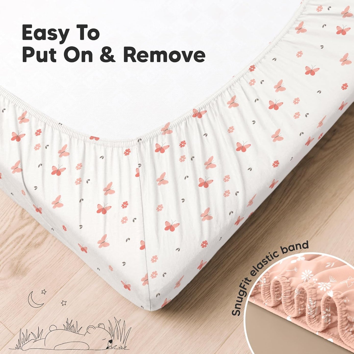 KeaBabies 2-Pack Organic Crib Sheets for Boys, Girls - 52x28 Fitted Crib Mattress Sheet Neutral