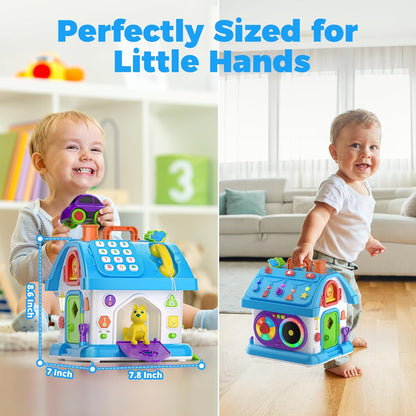 Montessori Toy for 1 Year Old Boy Gifts, Musical Baby Toy 9-12-18 Month, Bilingual Educational Toddler Toys Age 1-2, First Birthday Gift for 1 Year Old Boy (Blue)