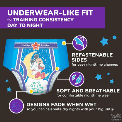 Pull-Ups Boys' Night Time Potty Training Pants, Size 3T-4T Overnight Training Underwear (32-40 lbs), 72 Ct