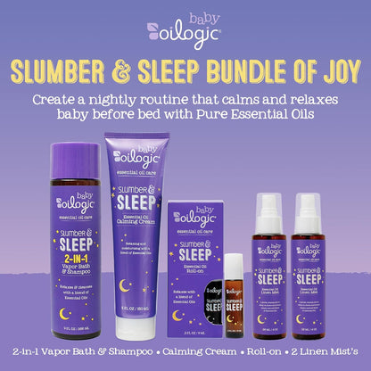 Oilogic Slumber & Sleep Bath Baby Essentials Gift Set - Includes All Over Wash, Calming Cream