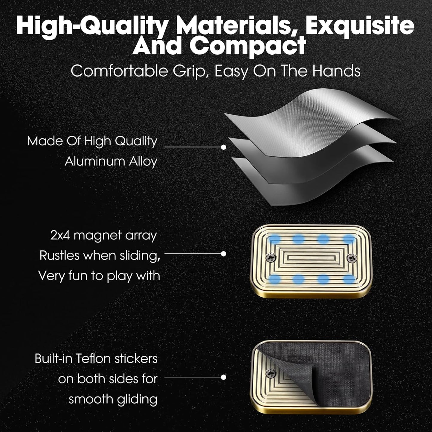 Fidget Slider for Adults - Brick Slider Metal Fidget Toys, Anxiety/ADHD/Annoy Relieving EDC Metal