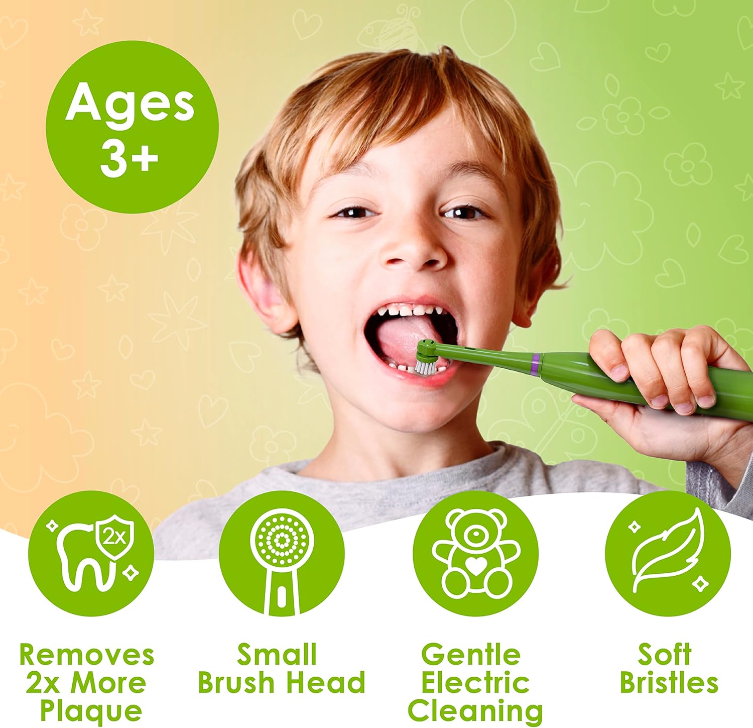 Brusheez Kids’ Electric Toothbrush Set - Safe & Effective for Ages 3+ - Parent Tested & Approved