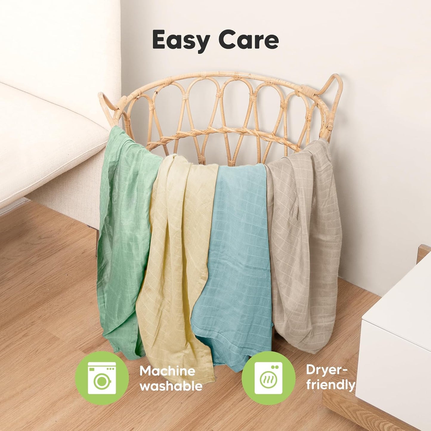 4-Pack Muslin Swaddle Blankets for Boys, Girls - Organic Baby Swaddles for Newborns, Soft &