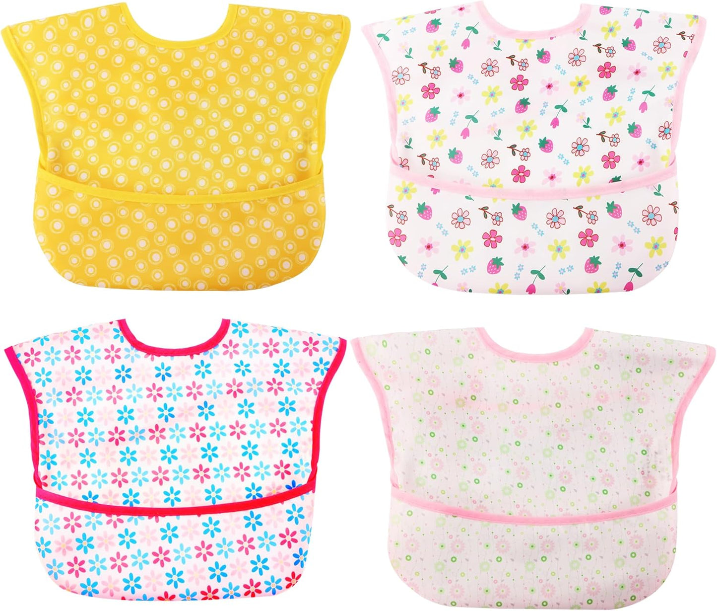 Baby bibs Waterproof Toddler bib - Feeding bib with Pocket for Infant Boy Girl Washable 6-36M