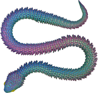 3D Printed Snake Animals Toys, 3D Printed Flexible Snake Fidget Toys Articulated Snake Home Office Decor Executive Desk Toys