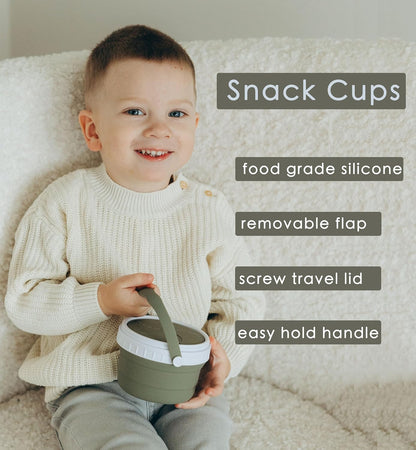 No Spill Silicone Toddler Snack Containers, Detachable Silicone Flap for Filling&Cleaning