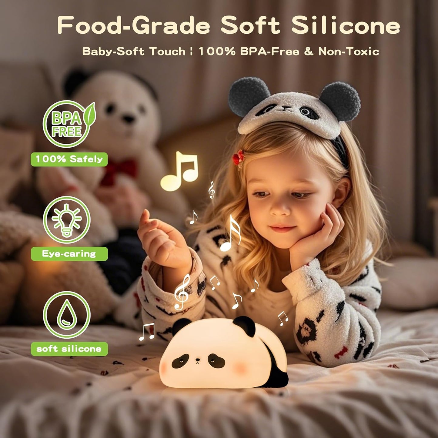 Panda Night Light with White Noise, Sound Machine for Baby Sleeping Aid,Toddler Sleep Trainer 4 Soothing Sleep Sounds,Timer/Dimmable Nursery Silicone Night Light, Cute Panda Gifts for Kids Boys/Girls
